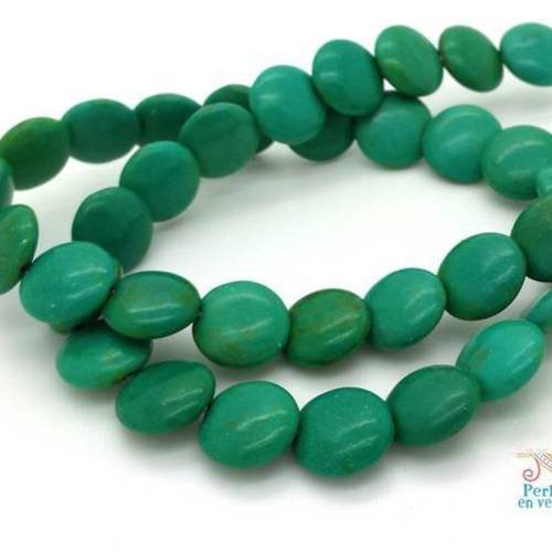 10 perles sinkiang vert/turquoise, forme lentille 5x12mm (ph158) 