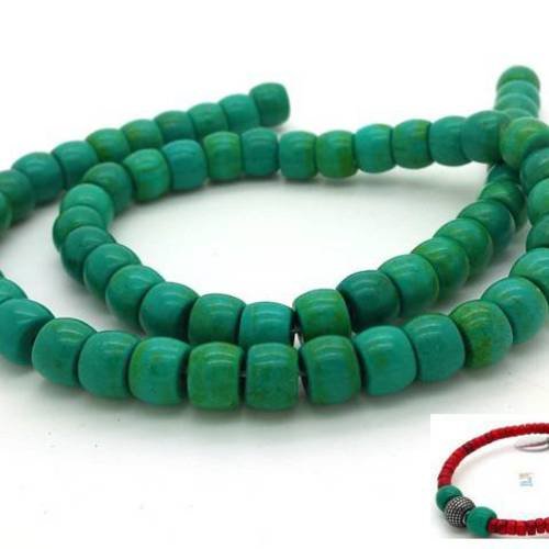 12 perles sinkiang vert/turquoise, forme tonneau 6x8mm (ph159) 