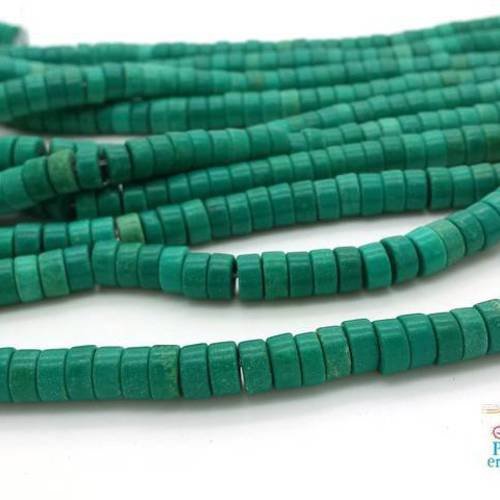30 perles heishi sinkiang vert/turquoise, rondelles de 3x6mm (ph157) 