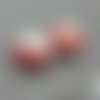 2 perles en verre lampwork fond blanc spirale rouge, artisanat indien (pv631) 