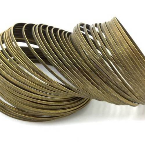 10 tours fil mémoire plat, bracelet acier, diamètre 5.8cm bronze (fil120) 