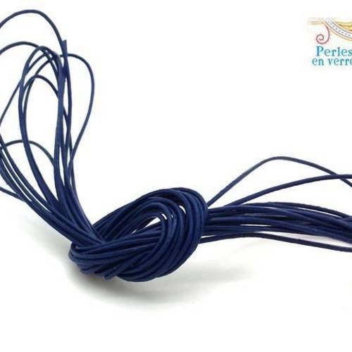 Bleu marine: 2 mètres cordon cuir 1mm (cui143) 