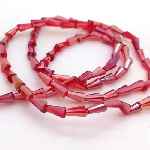 Rouge rose ab : 20 perles coniques en verre à facettes, 3.5x6mm (pv613) 