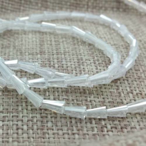 Blanc transparent ab : 20 perles coniques en verre à facettes, 3.5x6mm (pv610) 