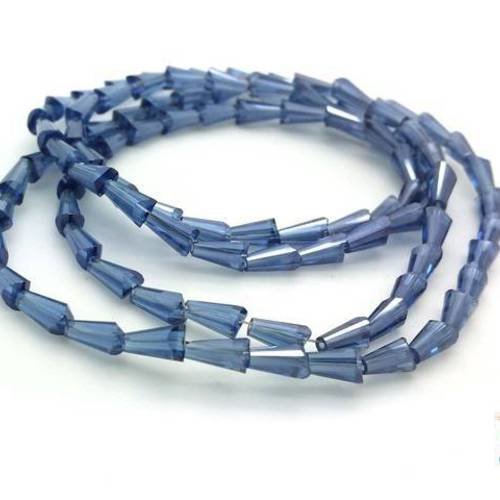 Bleu de prusse: 20 perles coniques en verre à facettes ab, 3.5x6mm (pv606) 