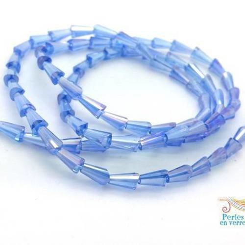 Bleu ciel: 20 perles coniques en verre à facettes ab, 3.5x6mm (pv607) 