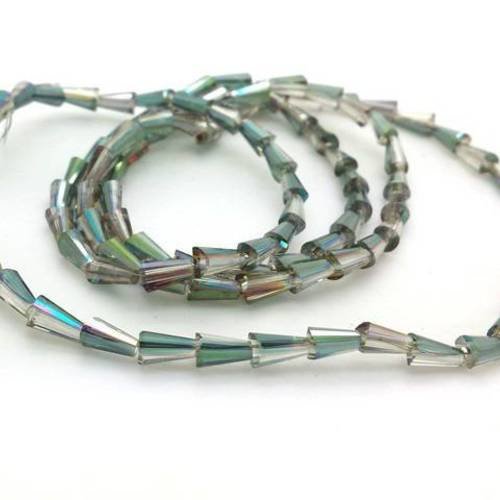 Vert gris or: 20 perles coniques en verre à facettes ab, 3.5x6mm (pv614) 
