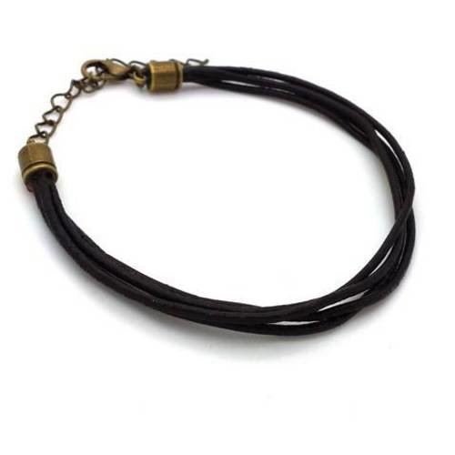 1 bracelet en cuir marron à customiser, fermoir bronze (bra32) 