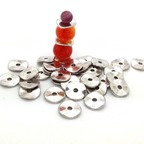 50 perles intercalaires disques ondulés diamètre 10mm, sans nickel (pm184) 