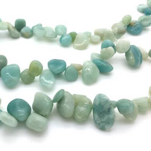 Perles nugets amazonite bleu vert gris:1 fil 40 cm , puces de 8 à 12mm (pg169) 