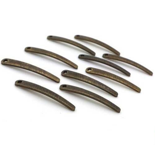 10 breloques "baguettes" courbes 24mm, bronze sans nickel (bre419) 