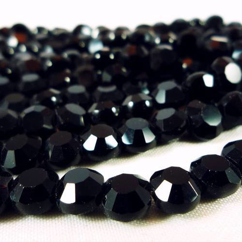 70 perles, palets noirs à facettes 4x6mm (pv321) 