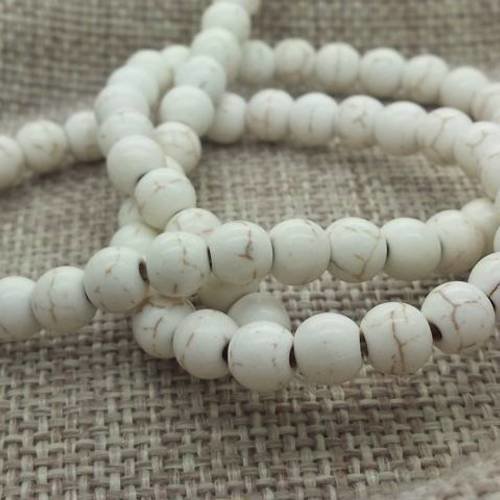 70 perles rondes 6mm howlite blanc ivoire (ph148) 