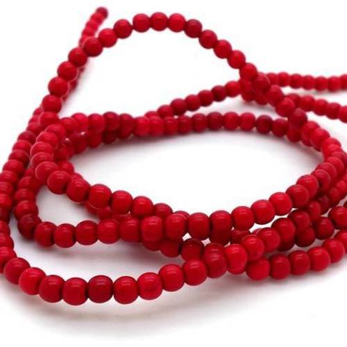 105 perles rondes 4mm howlite rouge foncé (ph137) 