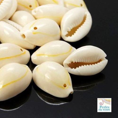 10 perles coquillage cauris teinte naturelle (pn30) 