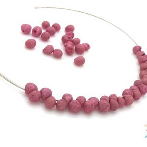 300 perles rocailles vieux rose= 15gr, forme goutte irrégulière 3.5mm aspect brut mat (roc32) 