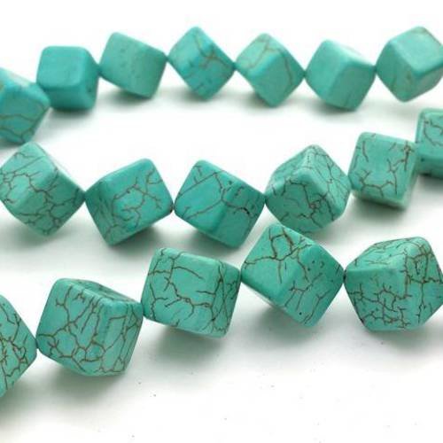 6 perles cubes en howlite turquoise, 12x12mm (ph119) 