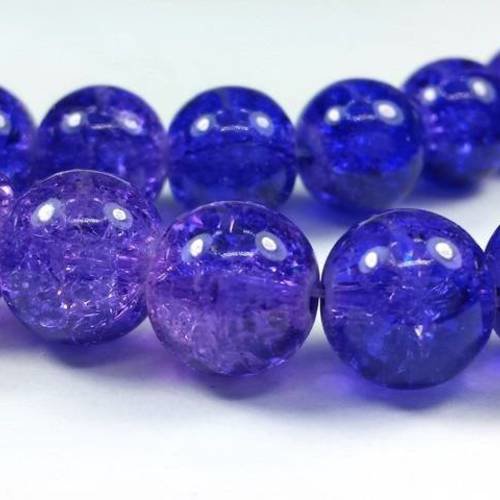 Violet: 12 perles craquelées 10mm (pv561) 