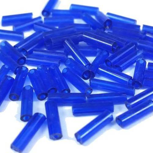 20 grammes bugles rocailles,  tubes bleu foncé  6x1.8mm (roc23) 