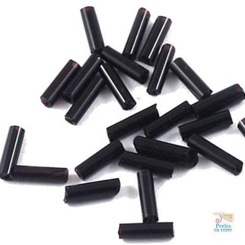 20 grammes bugles rocailles,  tubes noirs  6x1.8mm (roc22) 