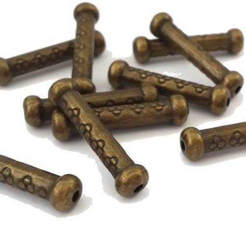 10 perles tubes coloris bronze sans nickel, 5x22mm (pm171) 