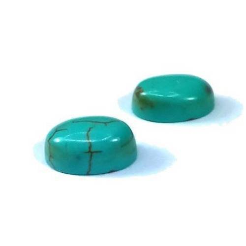 2 petits cabochons en howlite turquoise, 5x8mm (cab81) 