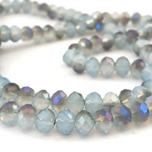 Gris/bleu/vert/violet: 50 perles en verre à facettes, abacus forme boulier 4x6mm (pv510) 