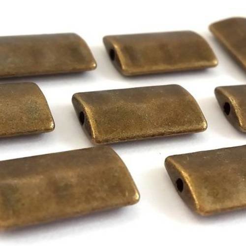 5 perles rectangulaires coloris bronze, sans nickel, 10x16mm (pm169) 