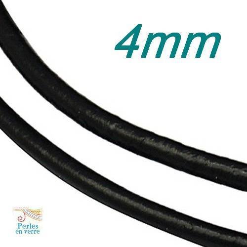 1 mètre cordon cuir noir diamètre 4mm (cui118) 