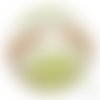 5 perles style murano, 14mm, fond vert pâle, or et feuille d'argent (pv193) 
