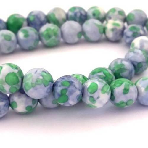 12 perles de jade 8mm,  blanc, bleu ciel et vert (pg111) 