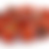 3 grosses perles en verre millefiori orange mat, forme tube 10x15mm (pv476) 