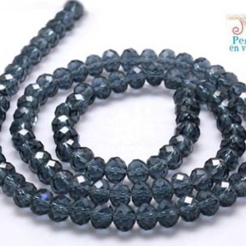 1 fil de 100 perles bleu de prusse, abacus à facettes en verre, 4x6mm (pv466) 