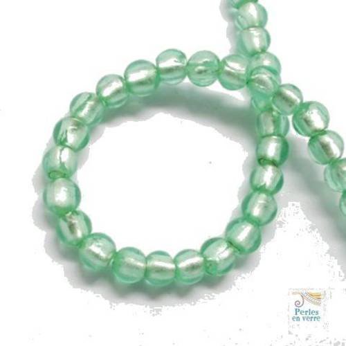 10 perles  style murano feuille d'argent coloris vert d'eau (pv455) 