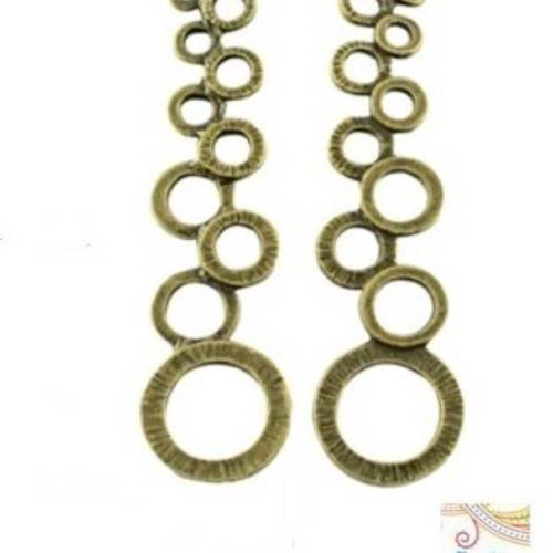 10 longs connecteurs cercles bronze sans nickel, 12x46mm (co97) 