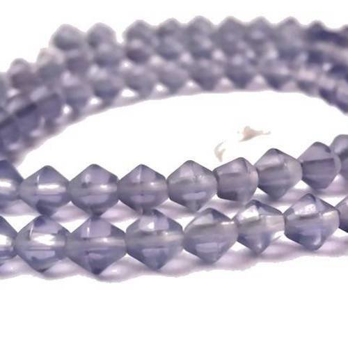 1 fil de 85 perles toupies bicones en verre mauve, 4mm (pv449) 