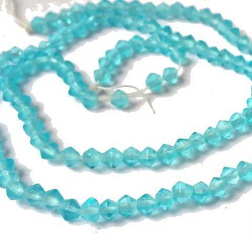 1 fil de 120 perles toupies bicones en verre turquoise mat, 3x3.5mm (pv447) 