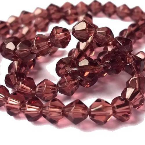 1 fil de 80 perles toupies en verre prune transparent, 4mm (pv445) 