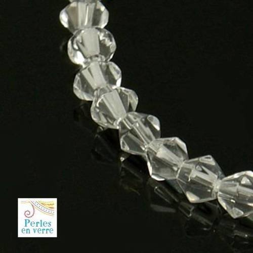 1 fil de 80 perles toupies en verre transparent, 4mm (pv444) 