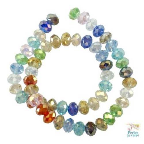1 fil de 68 perles abacus ab multicolores, 6x8mm (pv438) 
