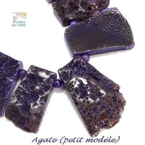 1 perle agate plate violette effet brut,  environ 20x30 mm, épaisseur 1 cm (pg73) 