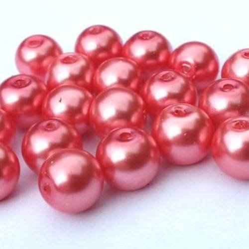 40 perles en verre nacrées pêche/fuchsia/corail 8mm (pv437) 