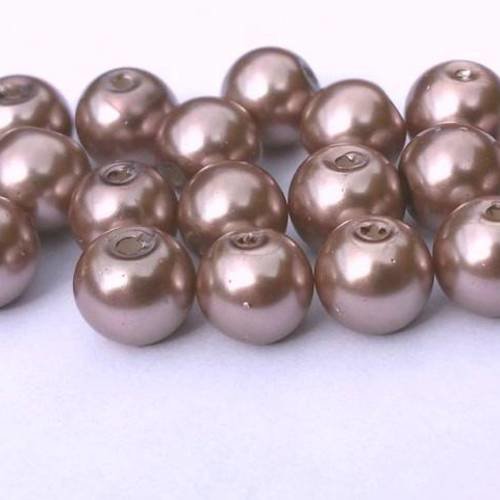 40 perles en verre nacrées, rosybrown, 8mm (pv435) 