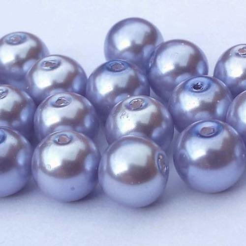 40 perles en verre nacrées, mauve, 8mm (pv434) 