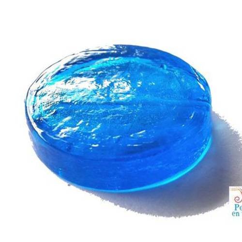 1 perle palet façon murano, verre feuille d'argent et bleu turquoise, 5x28mm ( pv416) 