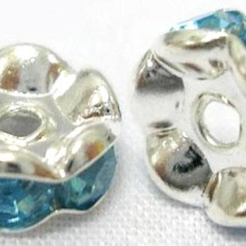 10 perles intercalaires  strass grade a turquoise, 3x6mm (pm136) 