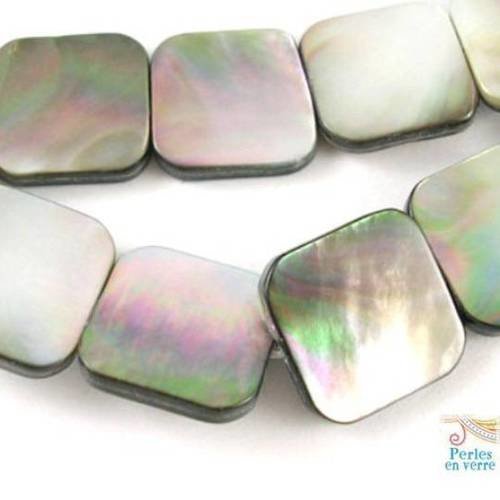 5 perles carrées nacre grise, 15x15mm (pn36) 