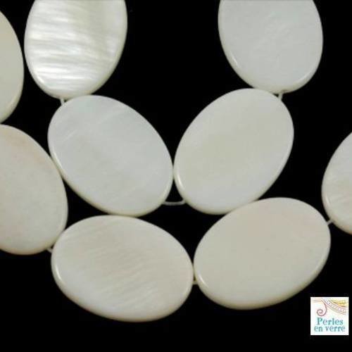 1 fil de 20 perles coquillage nacré naturel, 13x18mm (pn35) 