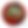 1 perle en porcelaine peinte, coccinelle rouge/orange, 14mm (pc61) 