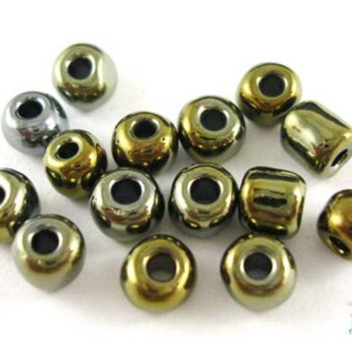 30 grammes grosses perles rocailles, bronze lustré, 4mm, (roc19) 
